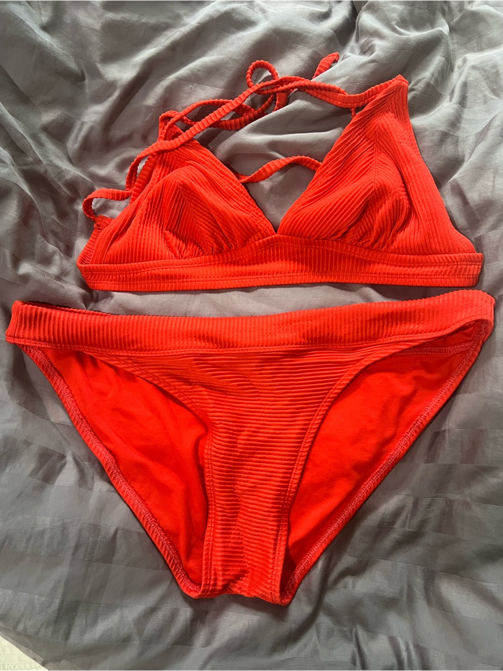 Xhilaration Red Ribbed  Bikini Set